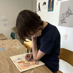 Student works in the classroom