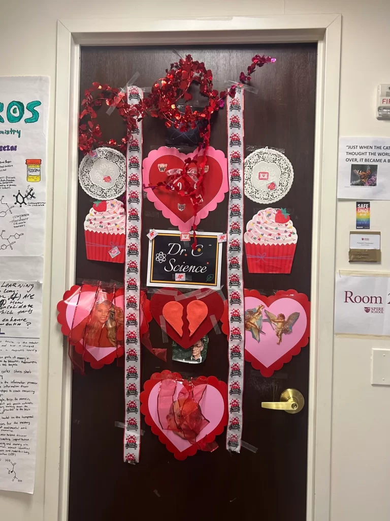 Door ready for the Valentine’s Day Door Decorating Contest