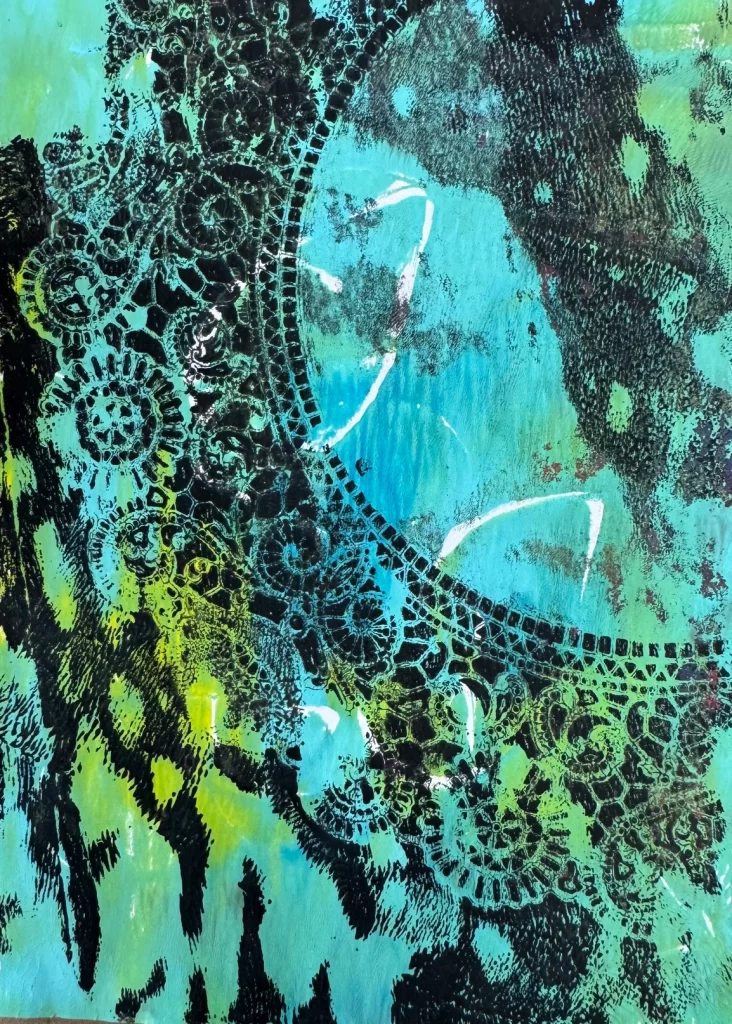 Textured painting inspired by traditional Aboriginal art and cultural themes