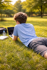 student reading
