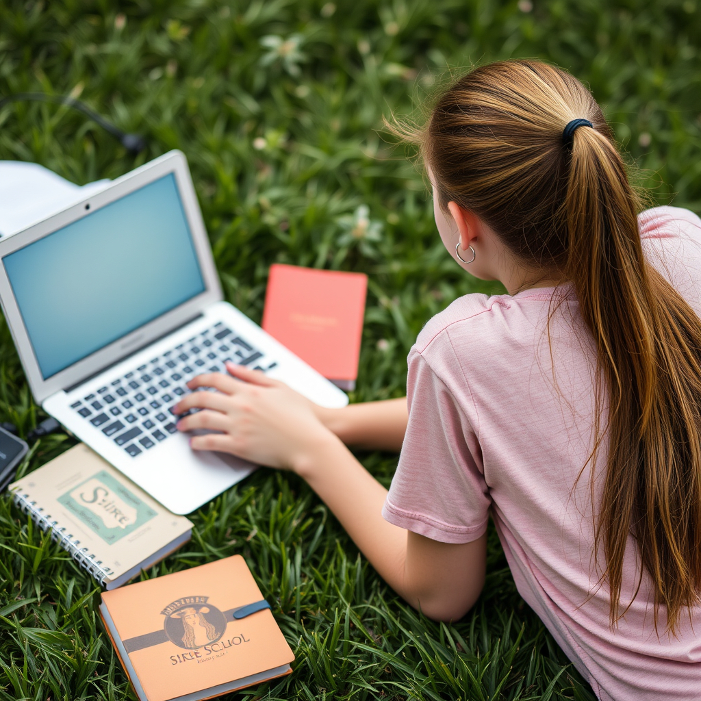 Spire School Student Studying Outside