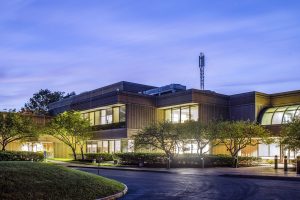 Spire School Exterior at night
